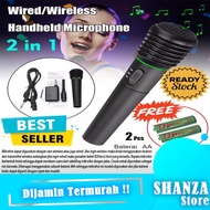 BISA COD - TaffSTUDIO Mikrofon Karaoke Mic Profesional 2 in 1 Wireless Wired / Microphone Wireless Karaoke
