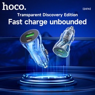 HOCO Z47A QC3.0 USB Car Charger Transparent Dual Port PD30W Fast Charging Type-C To Type C Cable Ada