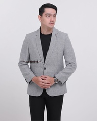 jas blazer pria abu serat slimfit keren casual formal modern santai dan formal