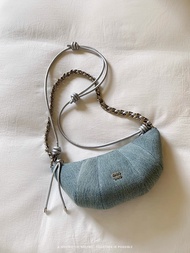 Bag Light Luxury Niche South Style Chio2nd Zurich Street Horn Crescent Bag Denim Blue One-shoulder C