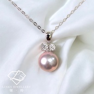 ［Real Moissanite］Can Pass Diamond Test 18K Gold Imperial Purple Natural Pearl Bow Necklace Pendant M