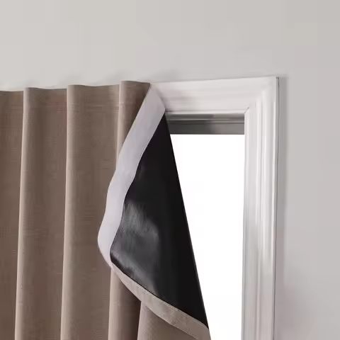 Modern Minimalist Polyester Blackout Curtains, Dustproof UV Protection, Self-Adhesive Magic Tape Ins