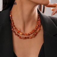 HABELYI Beaded Necklace, Exaggerate Elegant Colorful Necklace, Fashion Double-layer Irregular Jewelr