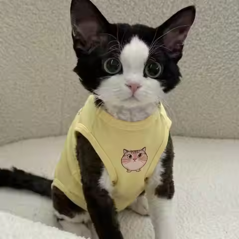 Banana Print Cat Bodysuit Vest, Breathable Belly Protection Clothes for Sphynx Devon Rex Hairless Ca