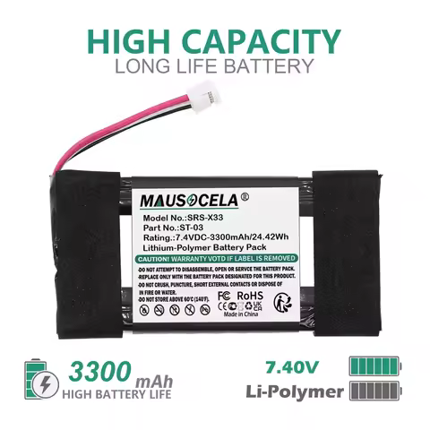 3300mAh Speaker Battery For Sony:ST-03,SRS-X33,+Toolkit,--Li-Polymer--7.40V--3300mAh/24.42Wh