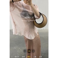 [genies Elf] In Stock ️ Chiffon Transparent Pink Beige Loose Top 8