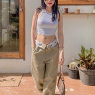 Jennie Same Style dickies874 Flanging Pants Women Casual Loose Khaki Overalls Hip Hop Trendy ins Aut