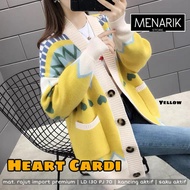 [ JUMBO LD 130 ] HEART CARDIGAN WANITA OUTER SWEATER LENGAN PANJANG RAJUT HALUS TEBAL