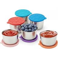 6pcs 1.6oz Stainless Steel Condiment Cups with Leak-Proof Lids - Perfect for salads, dips, and sauce