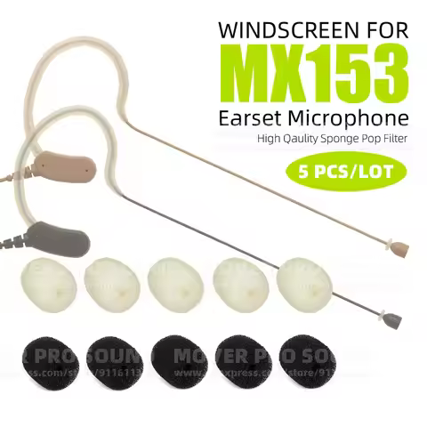 Windscreen Foam Compatible With Shure MX153 MX153B MX153T MX153C MX 153 Earset Microphone Sponge Hea