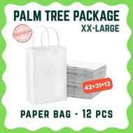 [PAPER BAG] White Paper Bag with Handle – 12 Pcs (42x31x12) | Eco-Friendly Kraft Shopping / Gift Bag