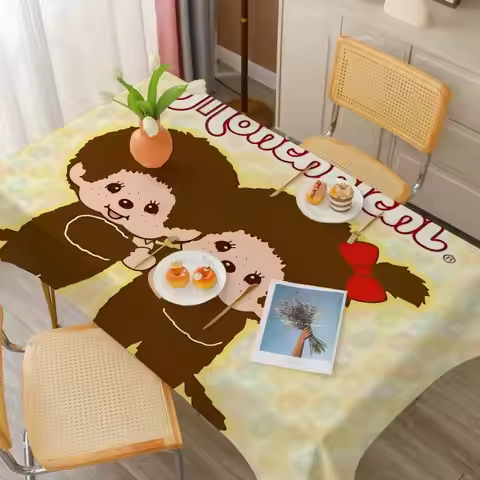 Cartoon M-Monchhichi Waterproof And Oil-proof Tablecloth Bedside Table Dustproof Decorative Cloth Li