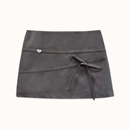 Chân váy chữ A nữ NAKEDbyV váy ngắn đính nơ tôn có lớp lót khoá kéo FAYE SKIRT