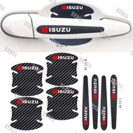 ZR For 4/8pcs  Carbon Fiber Car Handle sticker Anti-scratch Car Door bowl Sticker For Isuzu D-Max MU