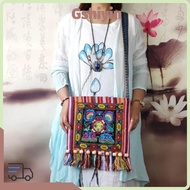 GSHIYMY Women Shoulder Bag, Hmong Tribal Ethnic Tassels Message Bag,  Embroidery Tapestry Vintage Fa