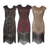 1920S Retro European American Sequin Flow Knitted Dress European American Movie Dress Skirt Annual M