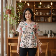Super Jumbo Women's Short Sleeve Batik Top ML XL XXL 3XL 4XL 5XL 6XL 7XL 8XL Latest Motif 2025
