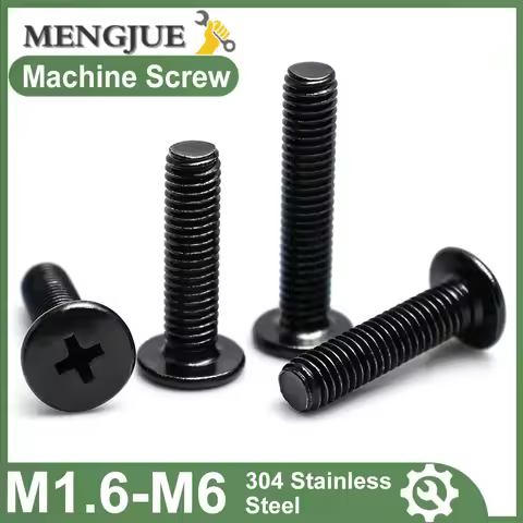 10-50Pcs 304 Stainless Steel Black Phillips Ultra Thin Flat Head Screws M1.6 M2 M2.5 M3 M4 M5 M6