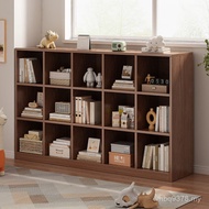 Back Wall Reading Solid Wood Bookcase Integrated Storage Cabinet Floor Rack Bookshelf Household Free