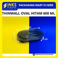 THINWALL 600 OVAL SQUARE BLACKML 600ML (25 PCS)