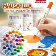 Bossee Premium Silk Wax Crayons - Children's Coloring Pens Safe and Not Dirty Hands Box of 12/24/36/