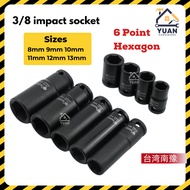 3/8" Drive Nanyu Impact Socket | Bit Socket | Regular Length Socket 6 Point (Hexagon) Drive | Socket