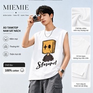 COD Delivery within 24 hours(Ho Chi Minh) Shirt Sleeveless MIEMIE men's loose white printed tank top