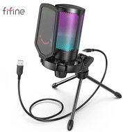 FIFINE A6V USB Condenser Gaming Microphoneสำหรับ PC PS4 PS5 MAC พร้อม Pop Filter Shock Mount & Gain 