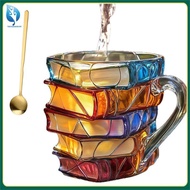 [yingchuanshui.my] 3d Painted Book Coffee Mug 11oz Glass Coffee Cupshaped Cup for Book Lovers, , Lib