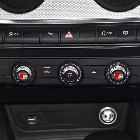 4Pcs Multimedia Center Console Knob Button Panel Cover Sticker For Quattro For Audi S Logo A3 A4 B5 