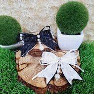 Black S Ribbon Hair Clip Mote Pearl Hair Clip Ribbon Hair Clip