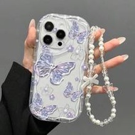 1pc Light Purple Butterfly Floral Pattern Phone Case With Lanyard, Compatible With Honor X9C/X9B/X9/