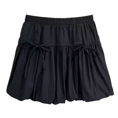 Summer New 100KG Sweet Bow Lantern Mini Skirt Plus Size Women's Washed Short Skirt 1662
