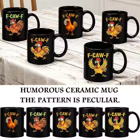 Funny F-Caw-F Chicken Ceramic Coffee Mug Farmhouse Themed Tea Cup Animal Motif Christmas Gift for Fr