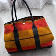 HERMES Rocabar Garden party PM Hand Bag Tote Bag wool/Leather Multicolore/navy羊毛 珍藏絕版品 割愛 39800