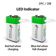 2x Type-C USB 插頭 9V 充電池 套裝 Li-ion 650mAh 2x Type-C USB 9V Rechargeable Battery Set Li-ion 650mAh