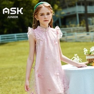 ASK JUNIOR ชุดกี่เผ้าแบบย้อนยุคแฟชั่นลำลองเด็กผู้หญิง4-14ปีชุดเจ้าหญิง