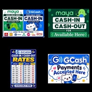 GCash and Maya Rates Cash-In and Cash-Out Signage - Durable and Laminated