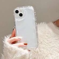 เคสโทรศัพท์แฟชั่นกันกระแทกแบบคลื่นไม่สมมาตร เนื้อครีม วัสดุโปร่งใส สีทึบ ป้องกันการตก เข้ากันได้กับ 