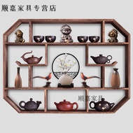 ST-🚢Youfuyin Antique Shelf Wall-Mounted Antique Shelf Solid Wood Chinese Wall-Mounted Duobao Pavilion Wall-Mounted Teapo