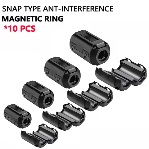 Magnetic Ferrite Ring Core Clip-On Bead Clamp Choke Coil EMI RFI Noise Filter Suppressor Snap Cable 