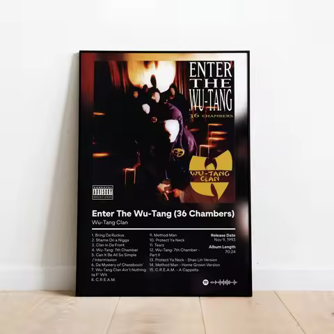 Poster Prints W-Wu-T-Tang Clan 36 Chambers Enter Music Album Cover Wall Art Picture Canvas Painting 