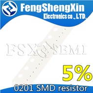 100pcs/lot 5% 0201 SMD resistor 0R ~ 10M 1/20W 0 1 10 100 150 220 330 ohm resistors 1K 2.2K 10K 100K