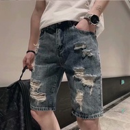 Denim Ripped Shorts S-3XL Knee Men's Five-Point Pants Versatile Jeans (CK9113) [Station One]