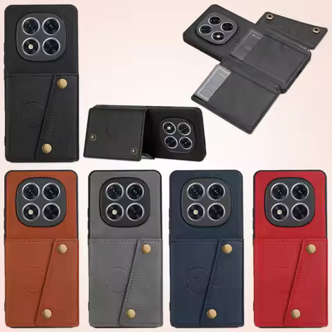 Magnetic Card Holder Leather Phone Case Stand For Xiaomi Redmi Note 14 Pro 5G 14C Note14 Poco X7 F7 
