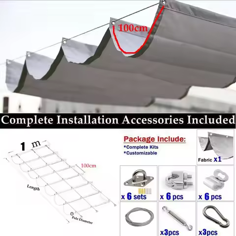 100cm Wave Length Waterproof Sunshade Net Home Pergolas Telescopic Awning Pergolas Sunproof Retracta