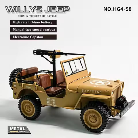 1/14 Willys Military Vehicle 2.4G 4WD Off-Road Electric Remote Control Model Car Simulation Military
