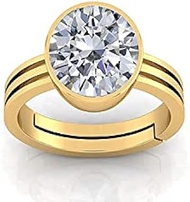 16.25 Ratti Natural White Zircon Stone Gold Plated Adjustable Astrological/Purpose Ring For Men And 