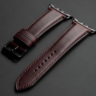 Watch Band for Apple Watch of Horween leather Chromexcel in Burgundy color (MTO)