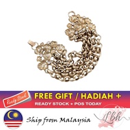 [LBH] Matte Gold Color Multilayer Flower Alloy Bracelet 19cm 手链 Gelang - BC186